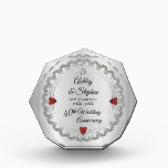 Elegant Ruby | Diamonds 40th Wedding Anniversary   Acrylic Award<br><div class="desc">Opulent elegance frames this 40th wedding anniversary design in a unique scalloped diamond design with center teardrop diamond with faux heart-shaped rubies and added faux sparkles on a silver-tone gradient. Please note that all embellishments are printed and are only made to appear as real as possible in a flat, printed...</div>