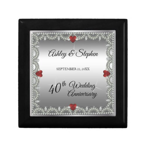 Elegant Ruby  Diamonds 40th Wedding Anniversary  Gift Box