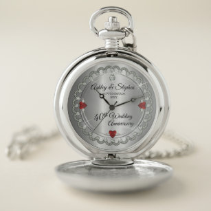 Elegant Ruby   Diamonds 40th Wedding Anniversary Pocket Watch