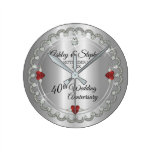 Elegant Ruby | Diamonds 40th Wedding Anniversary Round Clock Elegant Ruby | Diamonds 40th Wedding Anniversary Round Clock