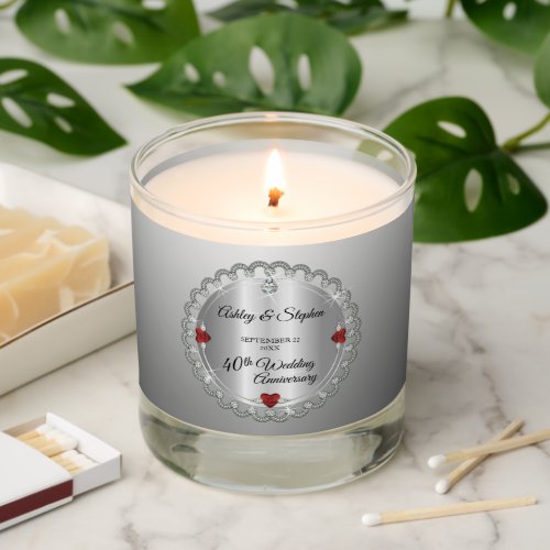 Elegant Ruby  Diamonds 40th Wedding Anniversary Scented Candle