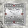Elegant Ruby | Diamonds 40th Wedding Anniversary Square Wall Clock