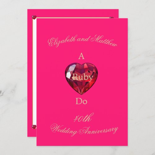 Elegant Ruby Do 40th Wedding Anniversary Invitation