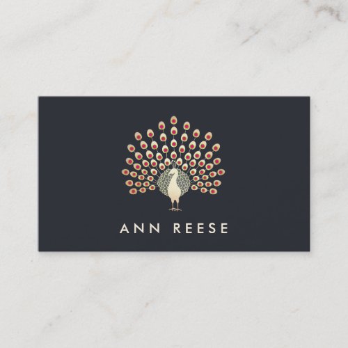 Elegant Ruby Feather Peacock Stylish Designer Business Card