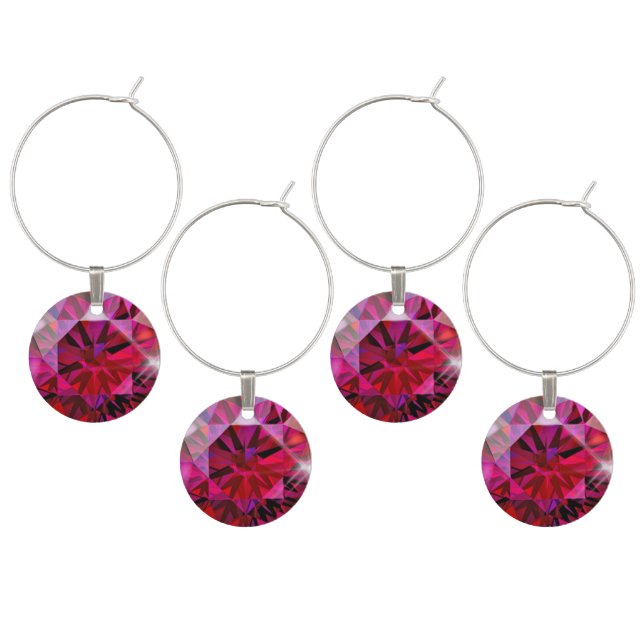 Elegant Ruby Gemstone Party Wine Charm (Staggered)