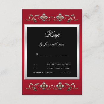 Elegant Ruby Gemstones 40th Wedding Anniversary Rsvp Card by Sarah_Designs at Zazzle