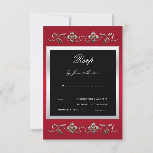 Elegant Ruby Gemstones 40th Wedding Anniversary RSVP Card