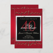Elegant Ruby Gemstones 40th Wedding Anniversary Save The Date (Front/Back)