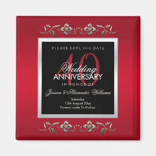 Elegant Ruby Gemstones Save The Date Magnet