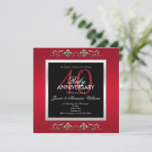 Elegant Ruby Jewels 40th Wedding Anniversary Invitation (Standing Front)
