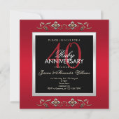 Elegant Ruby Jewels 40th Wedding Anniversary Invitation (Front)