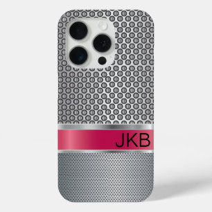 Elegant Ruby Red and Faux Silver Metal iPhone 15 Pro Case