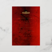 Elegant Ruby Red Gold Quinceanera 15th  Foil Invitation (Standing Front)