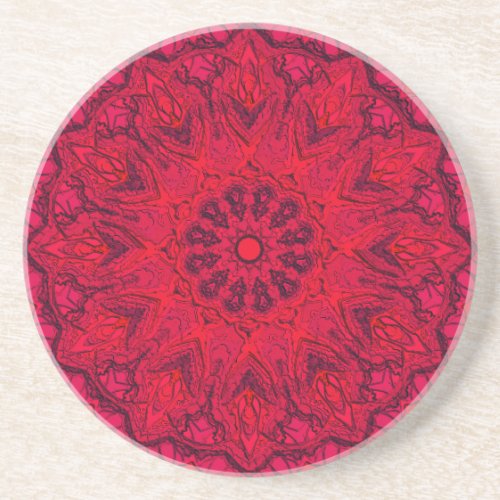 Elegant Ruby Red Intricate Faux Glass Coaster