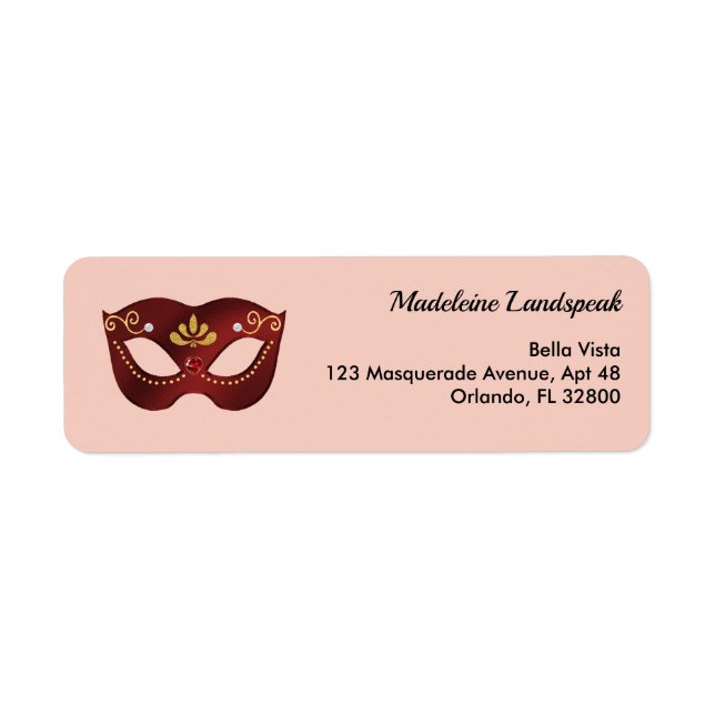 Elegant Ruby Red Masquerade Blush Champagne  Label (Front)