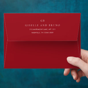 Elegant Ruby Red Modern Wedding Envelope