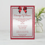 Elegant Ruby Red & Silver Glitter Change of plan Save The Date (Standing Front)