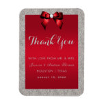 Elegant Ruby Red, Silver Glitter Wedding Magnet
