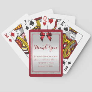 Elegant Ruby Red & Silver Glitter Wedding Poker Cards