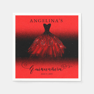 Elegant Ruby Red Spanish Gown Quinceañera  Napkins