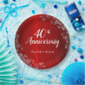 Elegant Ruby Red Swirl 40th Anniversary Paper Plates | Zazzle