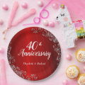 Elegant Ruby Red Swirl 40th Anniversary Paper Plates | Zazzle