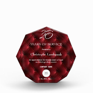 Elegant Ruby Red Tufted Velvet Executive Acrylic Award