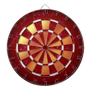 Elegant Ruby Red & White Marble on Copper Foil Dart Board