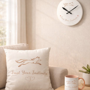 Elegant Running Fox "Trust Your Instincts" Minimal Throw Pillow