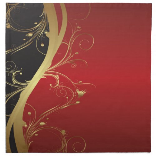 Elegant Rust and Black Curves with Gold Flourishes Napkin