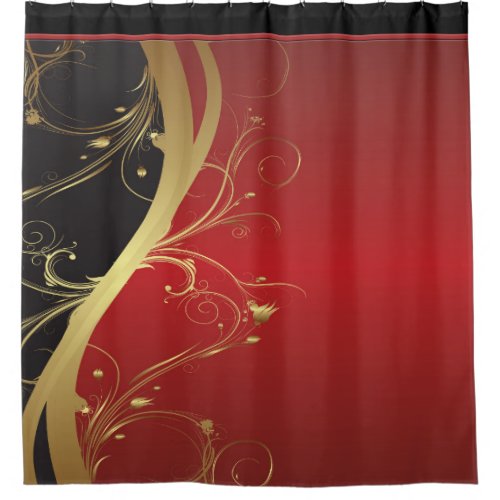 Elegant Rust and Black Curves with Gold Flourishes Shower Curtain