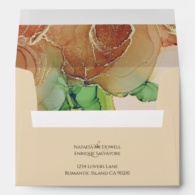 Elegant Rust Brown Floral Wedding Envelope (Back (Bottom))