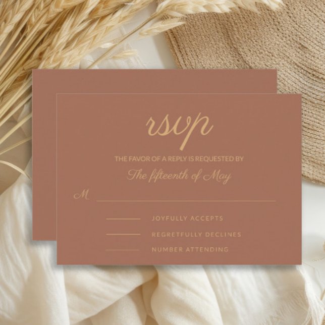Elegant Rust Burnt Orange Wedding   RSVP Card (Terracotta/burnt orange wedding RSVP card)