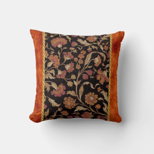 Elegant Rust Colored Floral Pattern Throw Pillow