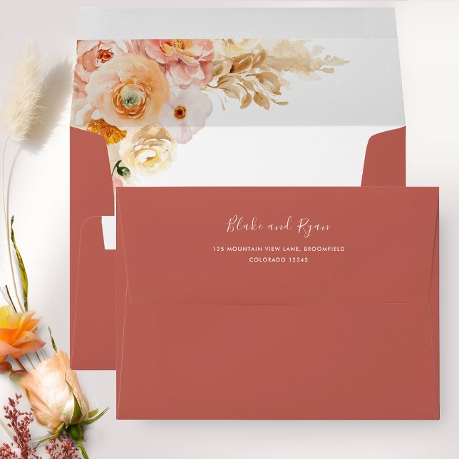Elegant Rust Envelope with Peach Floral Inside (Creator Uploaded)