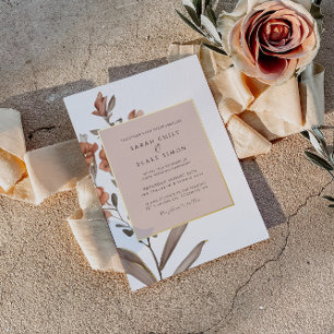 Elegant Rust Floral Gold Foil Wedding Invitation