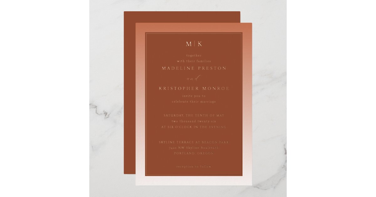 Elegant Rust Gradient Invitation Foil Invitation | Zazzle