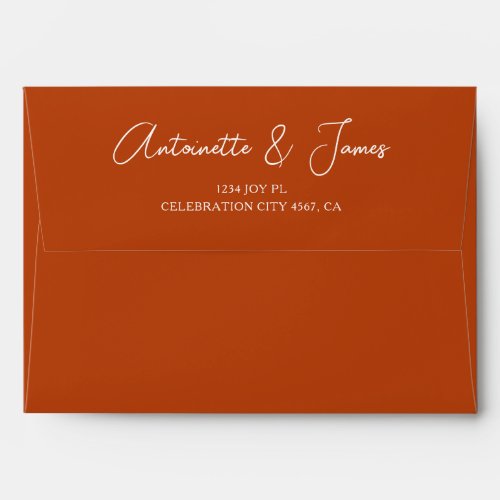 Elegant Rust Orange Calligraphy Address Wedding  Envelope