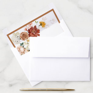 Elegant Rust Orange Floral Bridal Shower Envelope Liner