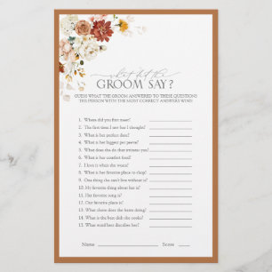 Elegant Rust Orange Floral Bridal Shower Game