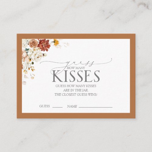 Elegant Rust Orange Floral Bridal Shower Game Encl Enclosure Card