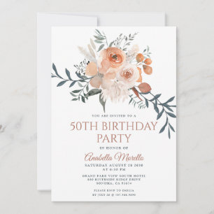 Elegant Rust Orange Floral Greenery Retirement Invitation
