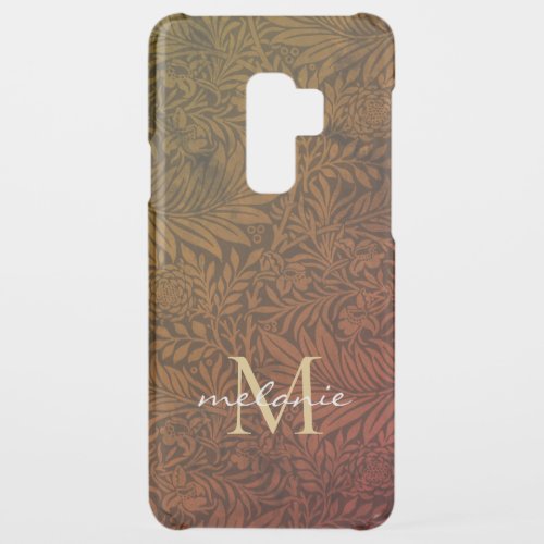 Elegant Rust Orange Gold Floral Script Monogram Uncommon Samsung Galaxy S9 Plus Case