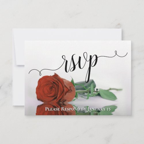 Elegant Rust Orange Reflecting Rose Wedding RSVP Card