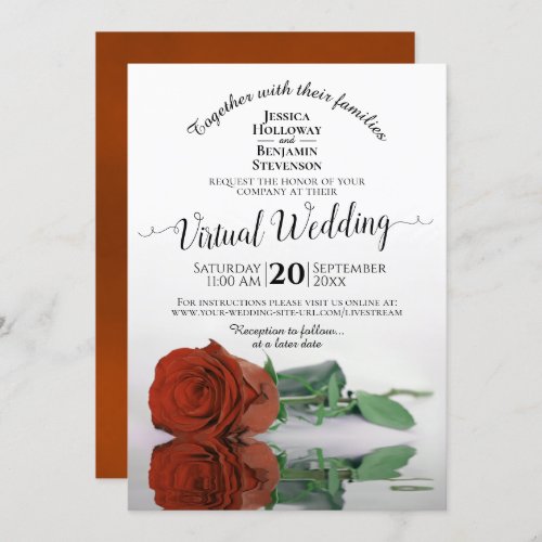 Elegant Rust Orange Romantic Rose Virtual Wedding Invitation