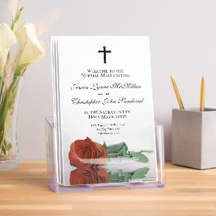 Elegant Rust Orange Rose Catholic Wedding Program Brochure