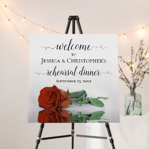 Elegant Rust Orange Rose Rehearsal Dinner Welcome Foam Board