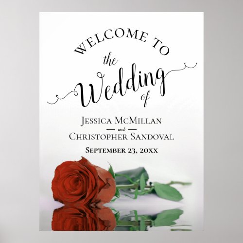Elegant Rust Orange Rose Stylish Wedding Welcome Poster