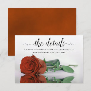 Elegant Rust Orange Rose Wedding Details Website Enclosure Card