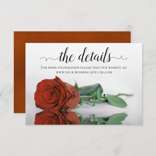 Elegant Rust Orange Rose Wedding Details Website Enclosure Card